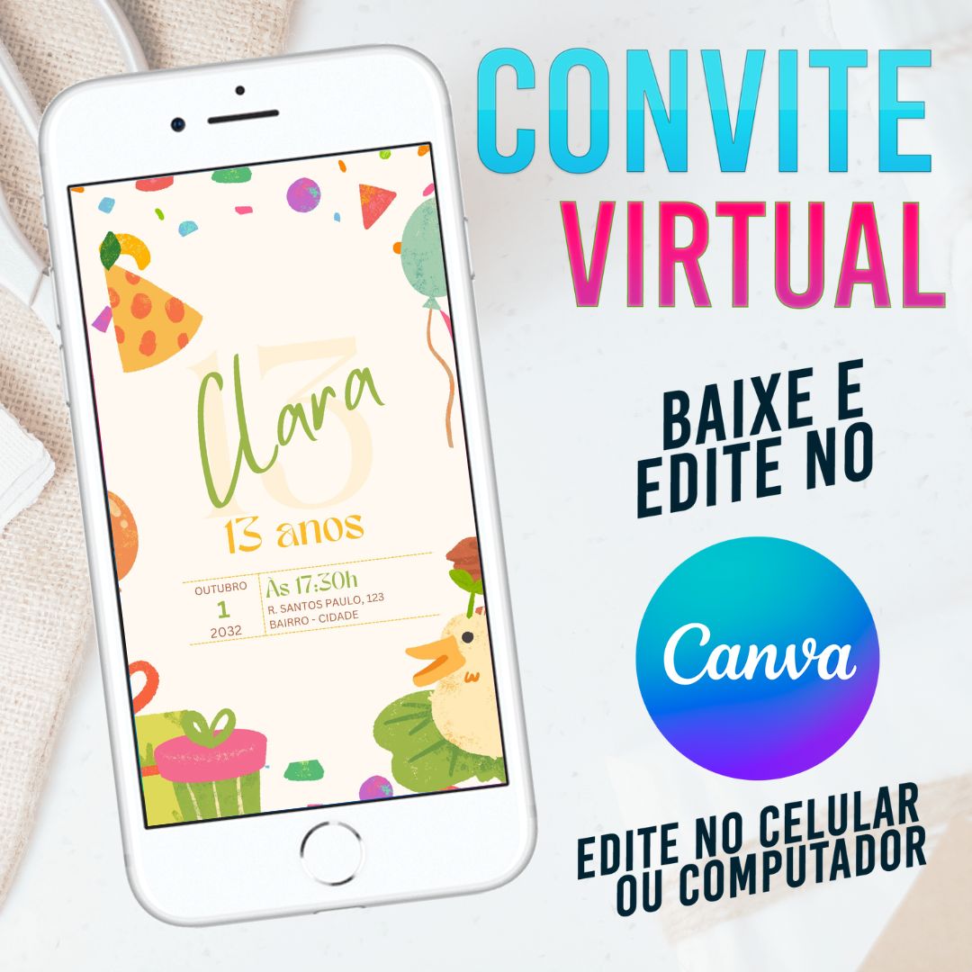 Selva Safari convite Editável no Canva. Convite Virtual Selva Safari. Convite Virtual Selva Safari Template Canva.