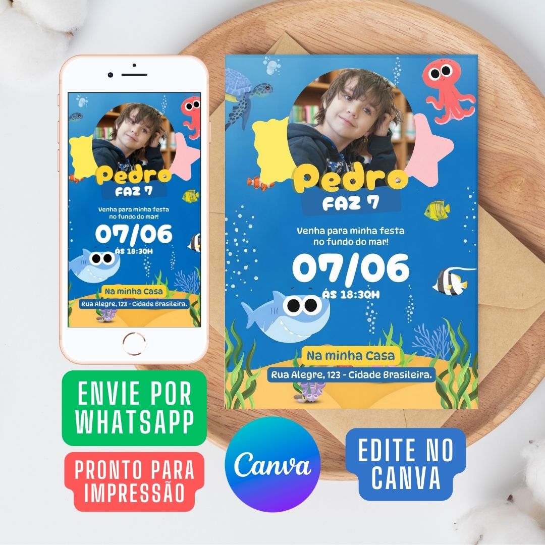 Fundo do Mar Convite Virtual. Convite Digital Fundo do Mar. Convite Fundo do Mar WhatsApp. Fundo do Mar decoração aniversário.