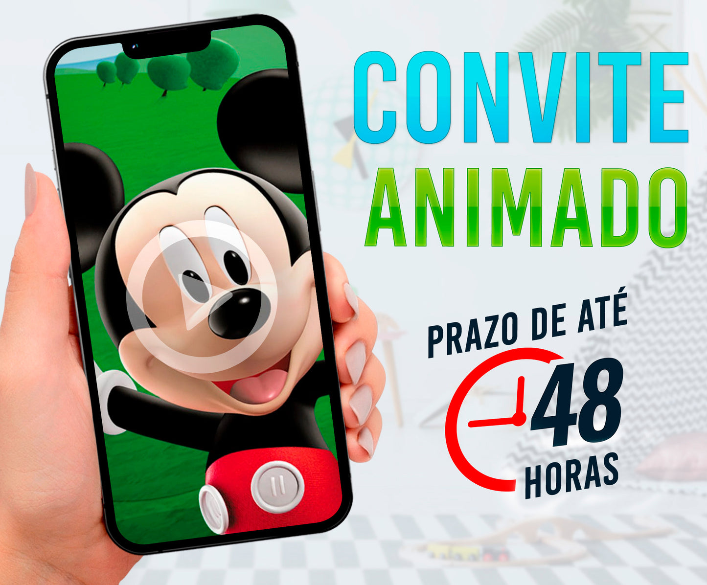 Convite Turma Do Mickey animado. Convite de aniversário Turma do Mickey