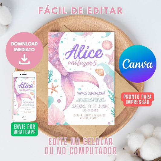 Sereia Convite Virtual. Convite Digital Sereia. Convite Sereia WhatsApp. 0001