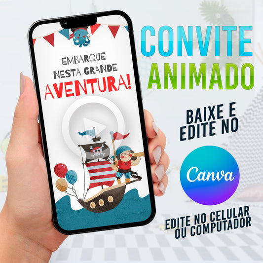 Convite Piratas Animado. Convite animado piratas. Conmvite piratas. Festa Piratas. 02