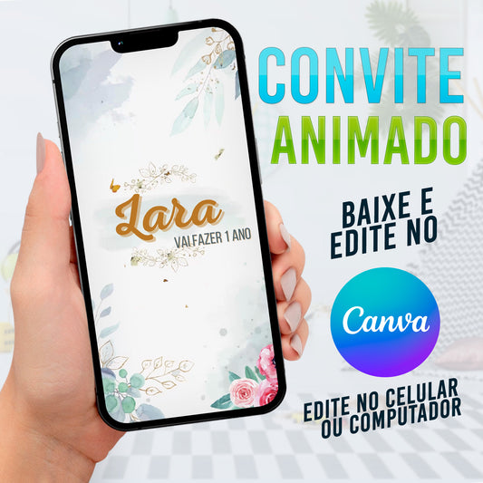 Jardim Encantado convite animado no CANVA. Convite Jardim das borboletas.