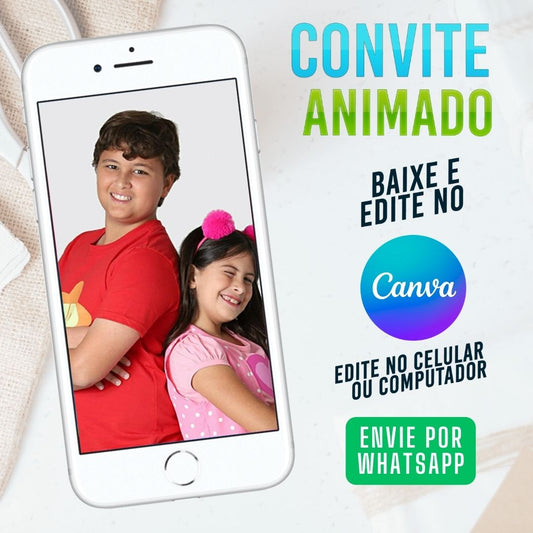 Maria Clara e JP Convite Animado editável no Canva. Festa Maria Clara e JP. Convite animado Maria Clara e JP Template Canva.