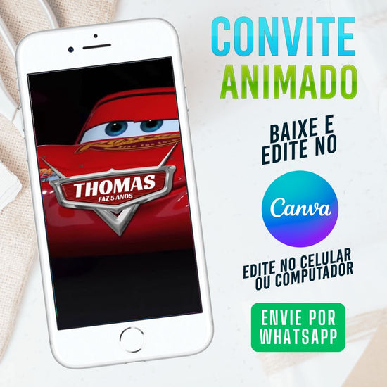 convite carros da disney relampago